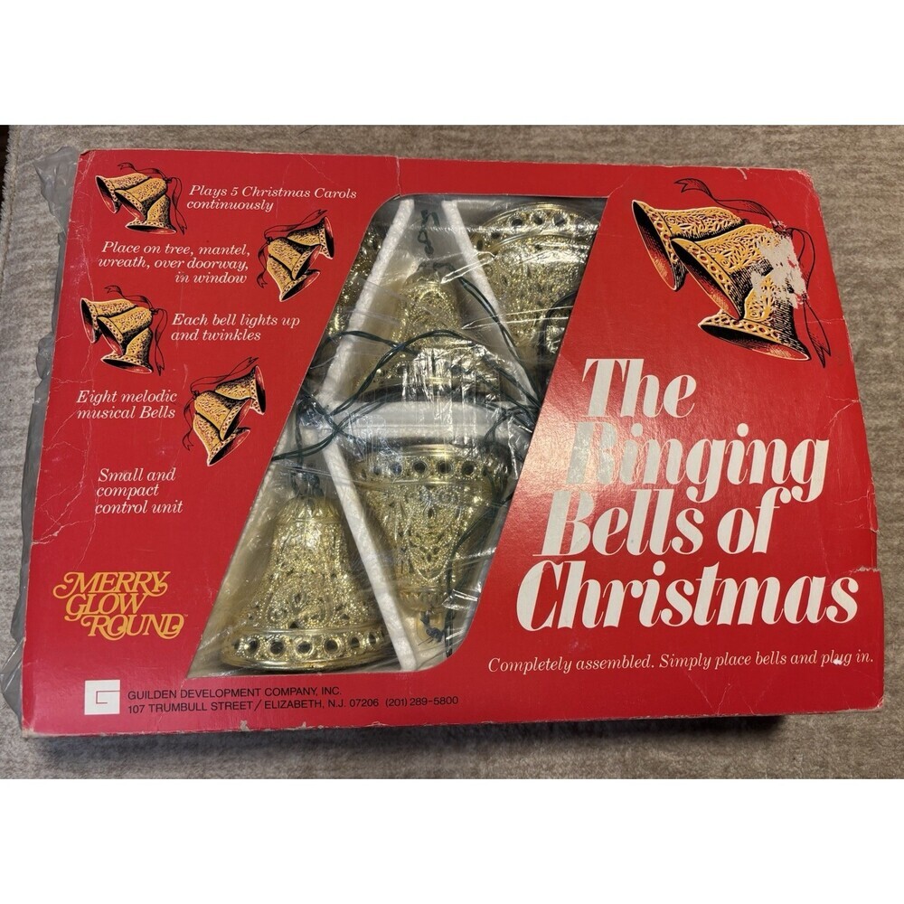 Vintage Merry Glow Round The Ringing Bells of Christmas Musical Lights Working